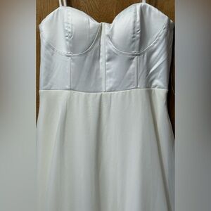 Lulus Women’s M Bustier Cream Maxi Dress Beach Wedding Ready NWT